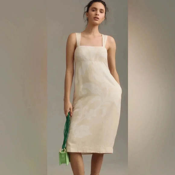 NWT Pilcro Sleeveless Square-Neck Linen Midi Dress - Picture 1 of 7